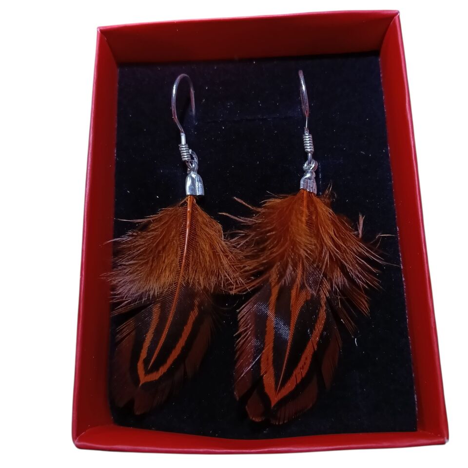 Kuş Tüyü Gümüş 925 Ayar Küpeler