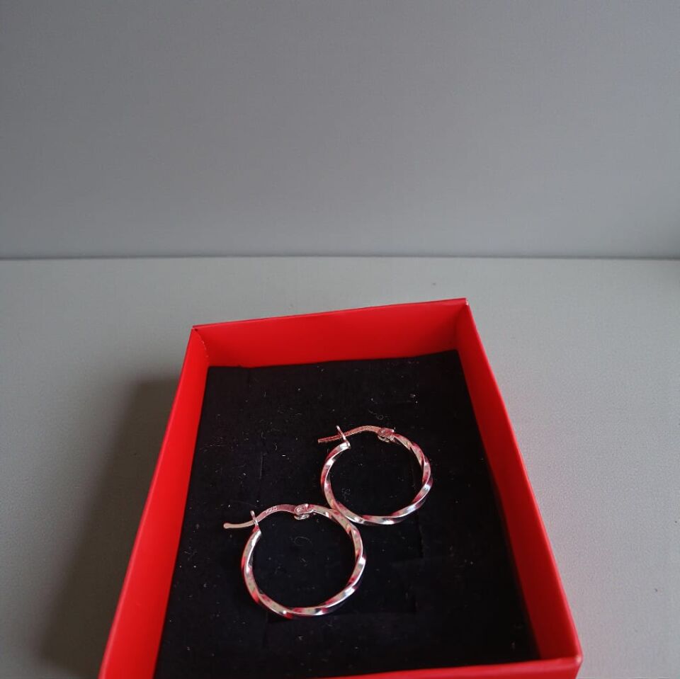 Halka Gümüş Oval Küpeler