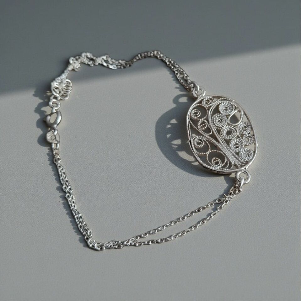 Telkari Gümüş El Yapımı Bileklik