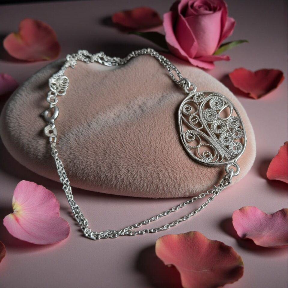 Telkari Gümüş El Yapımı Bileklik