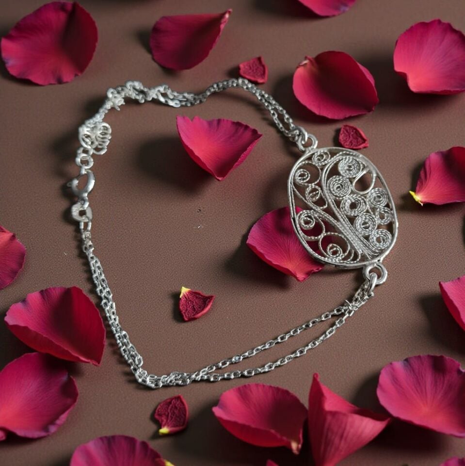 Telkari Gümüş El Yapımı Bileklik