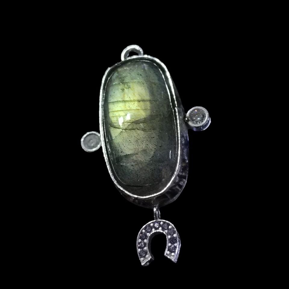 Labradorit Doğal Taşlı El Yapımı Gümüş Kolye Ucu