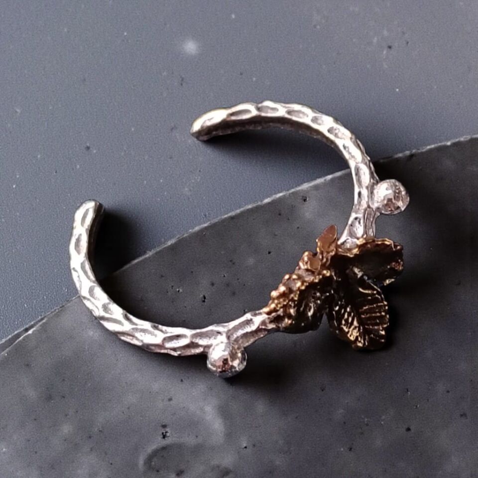 Asma Yapraklı Gümüş El Yapımı Yüzük