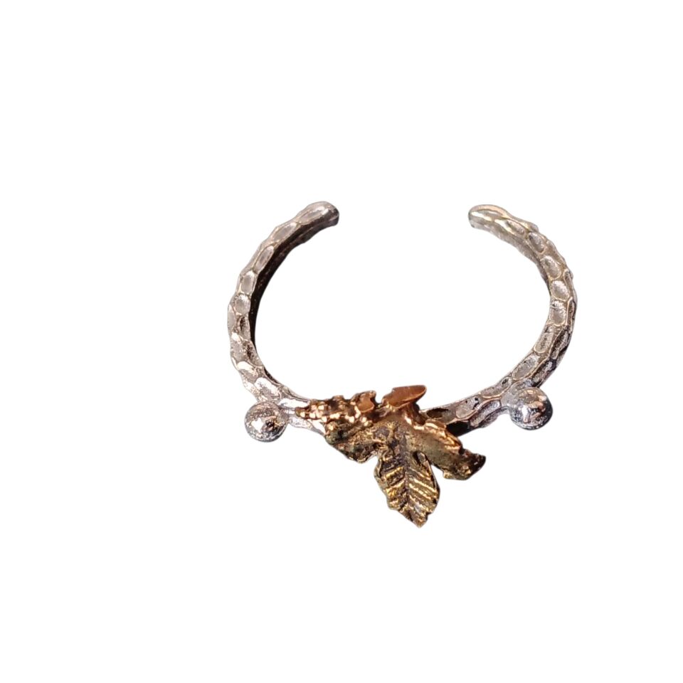 Asma Yapraklı Gümüş El Yapımı Yüzük