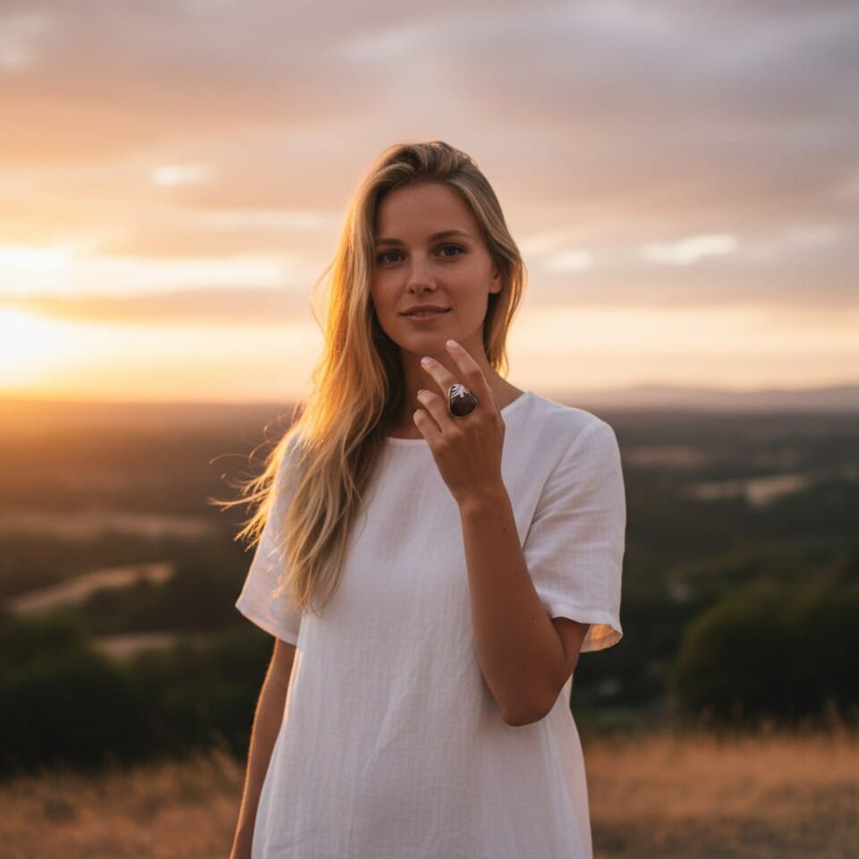 Kaplangözü Taşlı El Yapımı Gümüş Yüzük