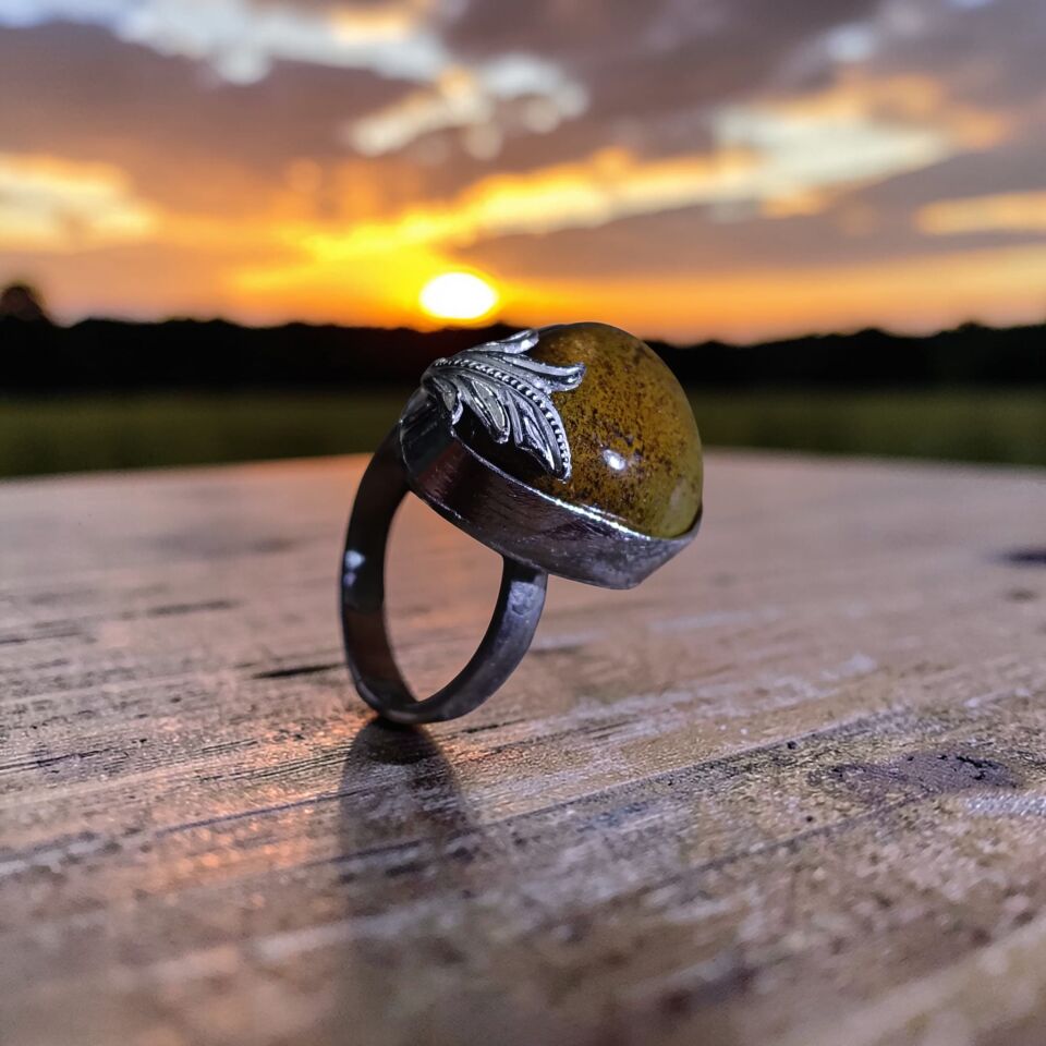 Kaplangözü Taşlı El Yapımı Gümüş Yüzük