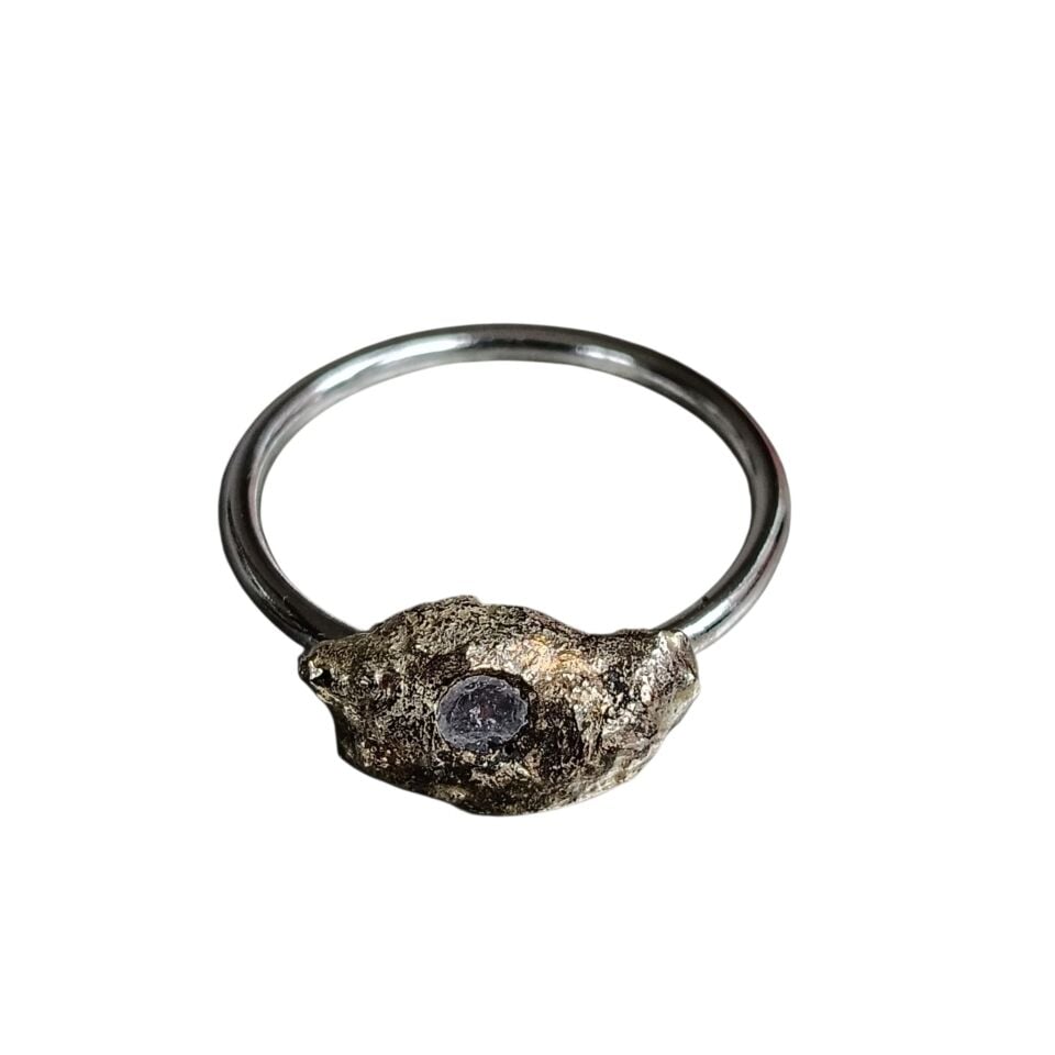 El Yapımı Prinç & Gümüş Metali Zirkon Taşlı Gümüş Yüzük
